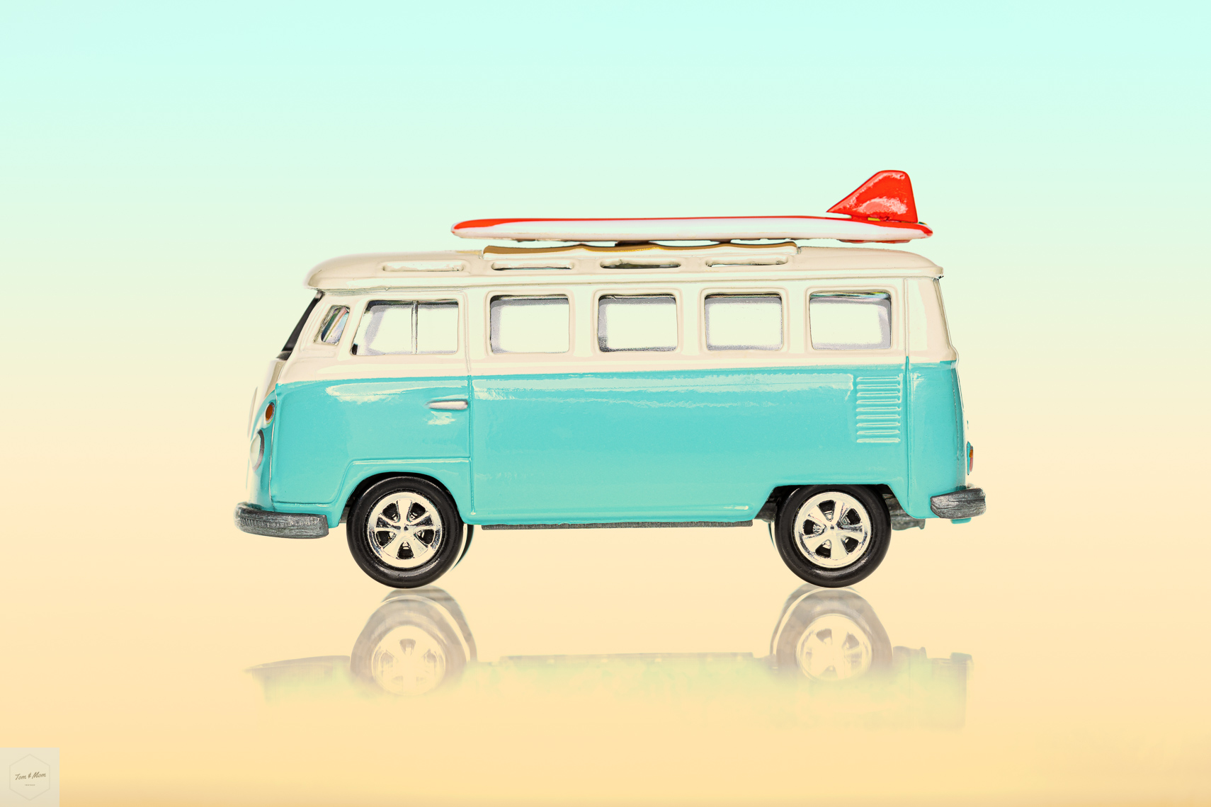 1965 Volkswagen Samba Bus with Surfboard