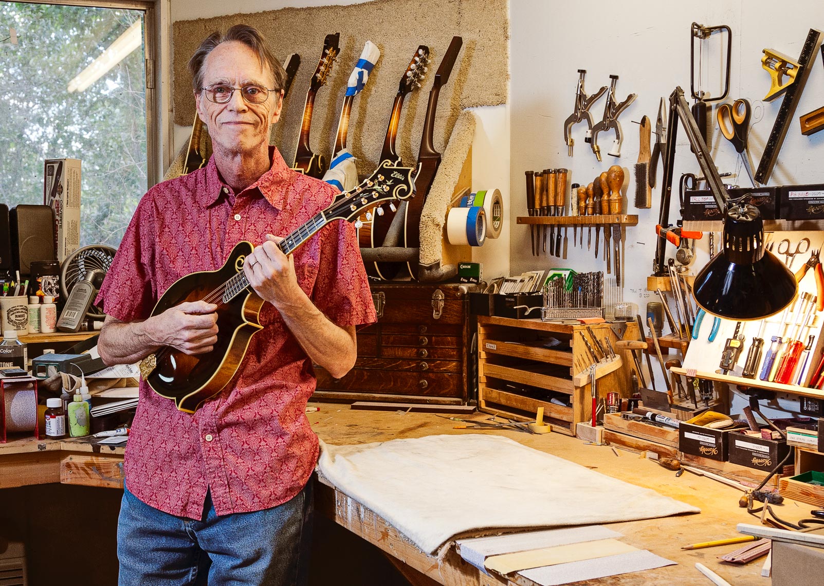 Tom Ellis, mandolin luthier and owner of Ellis Mandolins in Austin, Texas
