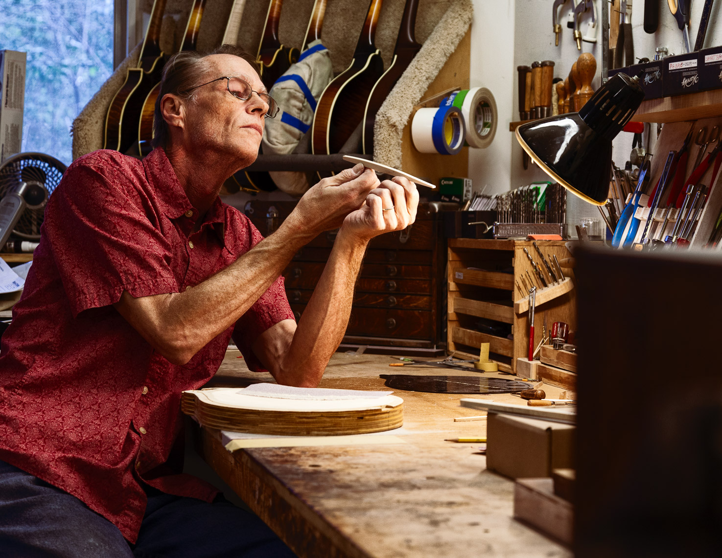 Tom Ellis, mandolin luthier and owner of Ellis Mandolins in Austin, Texas